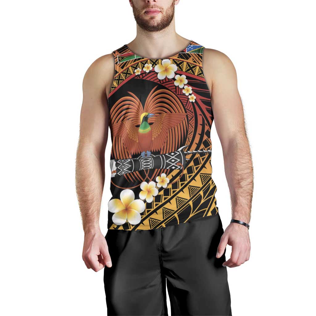 Melanesian Papua New Guinea Men Tank Top Plumeria Bird of Paradise Tribal LT9 - Polynesian Pride