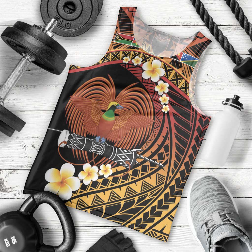 Melanesian Papua New Guinea Men Tank Top Plumeria Bird of Paradise Tribal LT9 - Polynesian Pride