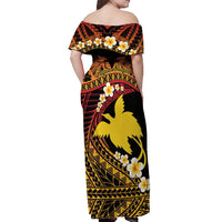 Melanesian Papua New Guinea Off Shoulder Maxi Dress Plumeria Bird of Paradise Tribal LT9 - Polynesian Pride