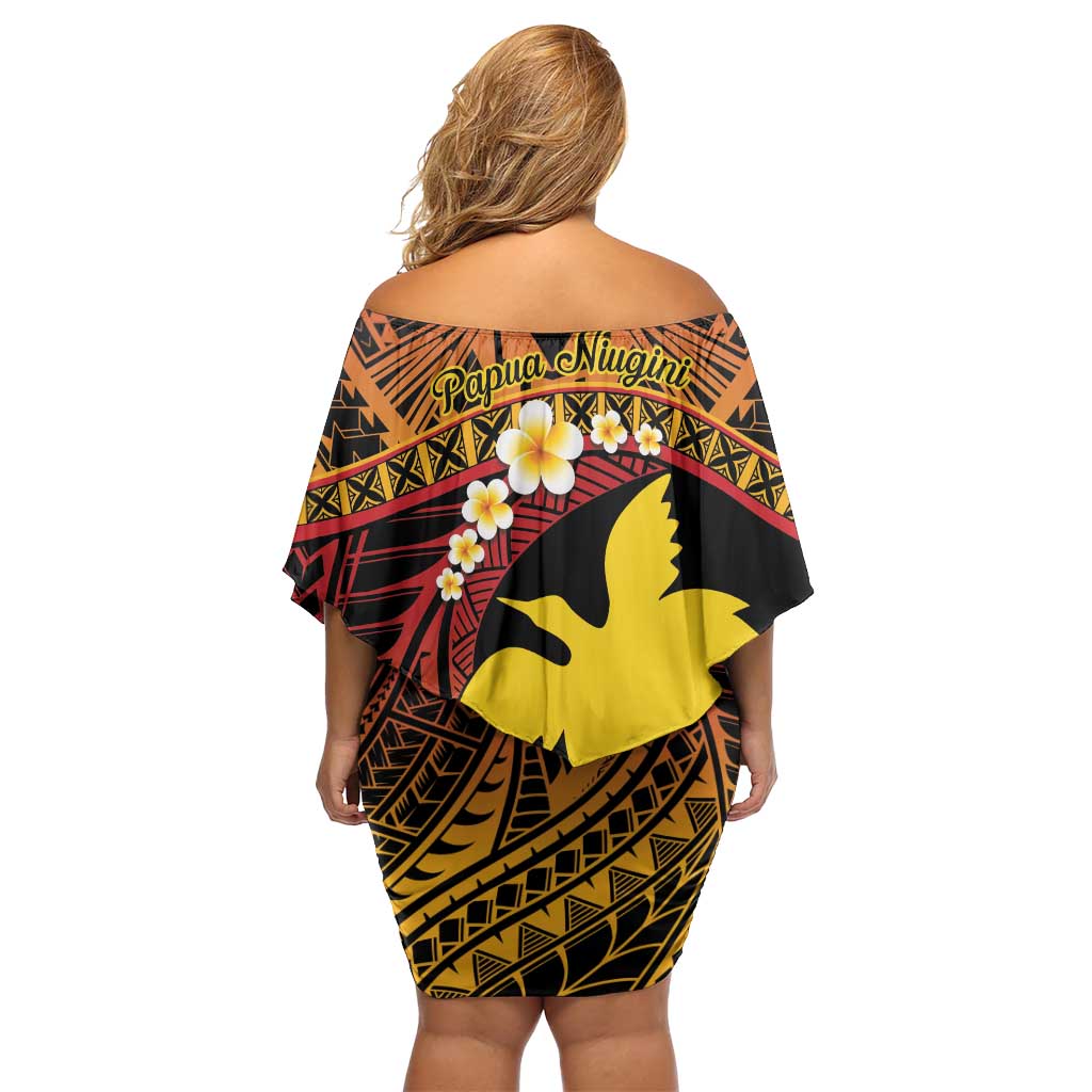 Melanesian Papua New Guinea Off Shoulder Short Dress Plumeria Bird of Paradise Tribal LT9 - Polynesian Pride