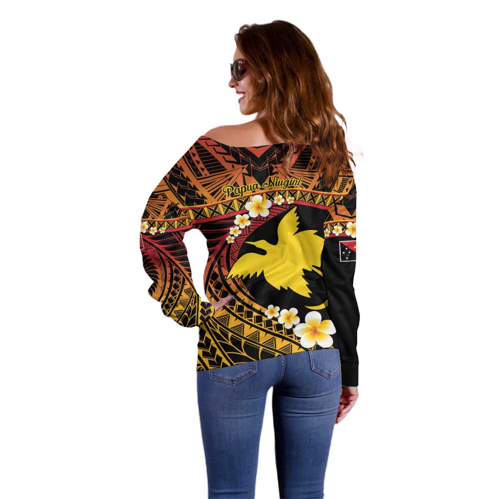 Melanesian Papua New Guinea Off Shoulder Sweater Plumeria Bird of Paradise Tribal LT9 - Polynesian Pride