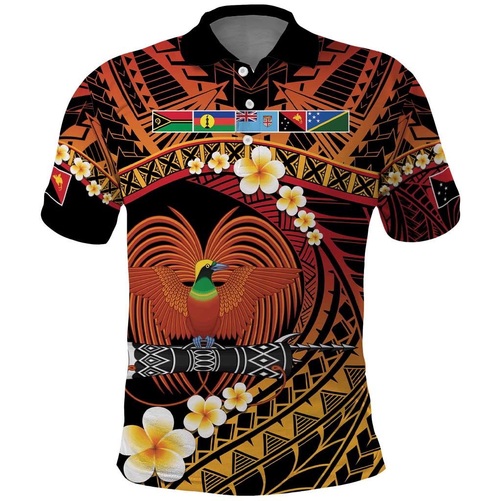 Melanesian Papua New Guinea Polo Shirt Plumeria Bird of Paradise Tribal LT9 Red - Polynesian Pride