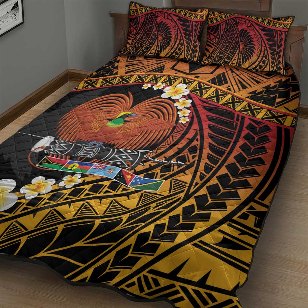 Melanesian Papua New Guinea Quilt Bed Set Plumeria Bird of Paradise Tribal LT9 - Polynesian Pride