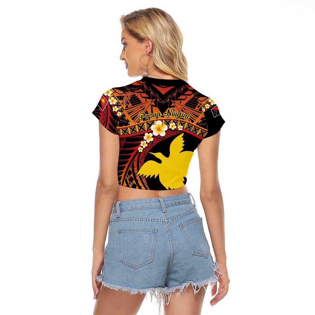 Melanesian Papua New Guinea Raglan Cropped T Shirt Plumeria Bird of Paradise Tribal LT9 - Polynesian Pride
