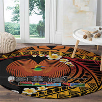 Melanesian Papua New Guinea Round Carpet Plumeria Bird of Paradise Tribal LT9 - Polynesian Pride