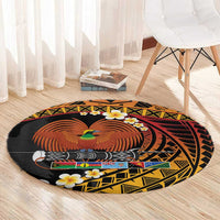 Melanesian Papua New Guinea Round Carpet Plumeria Bird of Paradise Tribal LT9 - Polynesian Pride
