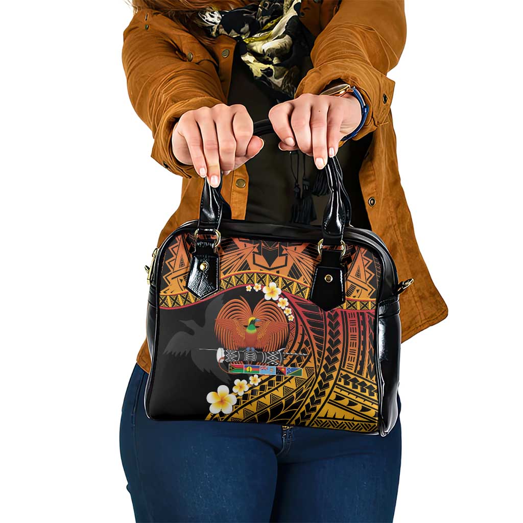 Melanesian Papua New Guinea Shoulder Handbag Plumeria Bird of Paradise Tribal LT9 One Size Red - Polynesian Pride