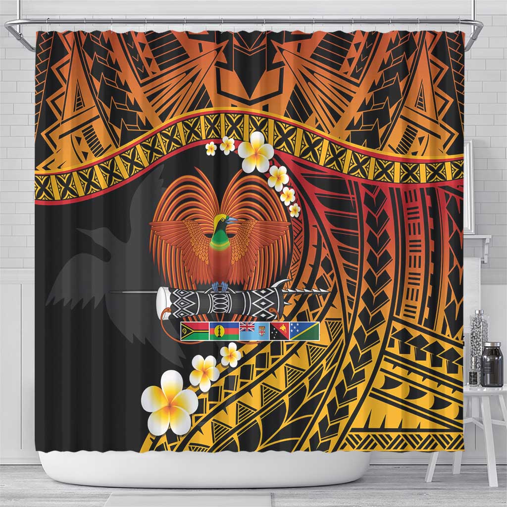 Melanesian Papua New Guinea Shower Curtain Plumeria Bird of Paradise Tribal LT9 - Polynesian Pride