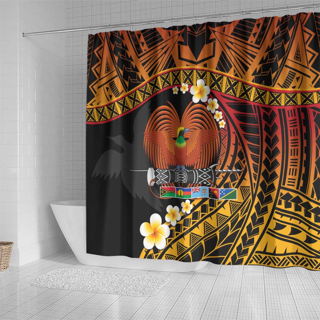 Melanesian Papua New Guinea Shower Curtain Plumeria Bird of Paradise Tribal LT9 - Polynesian Pride