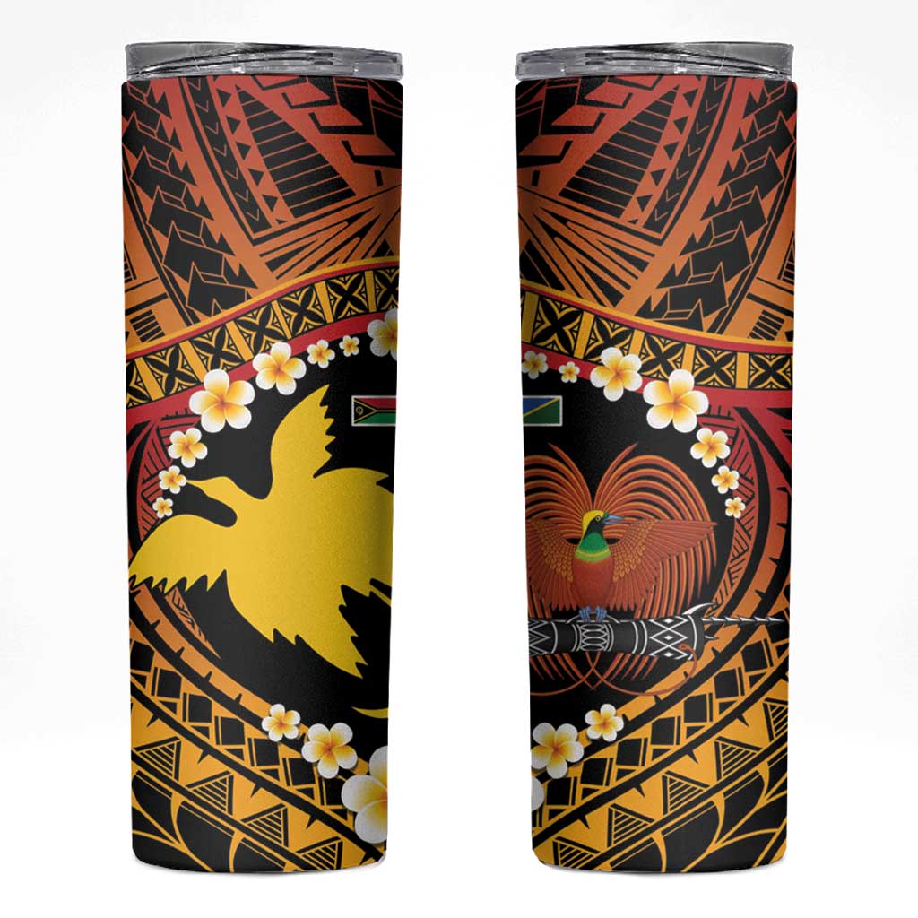Melanesian Papua New Guinea Skinny Tumbler Plumeria Bird of Paradise Tribal LT9 Red - Polynesian Pride