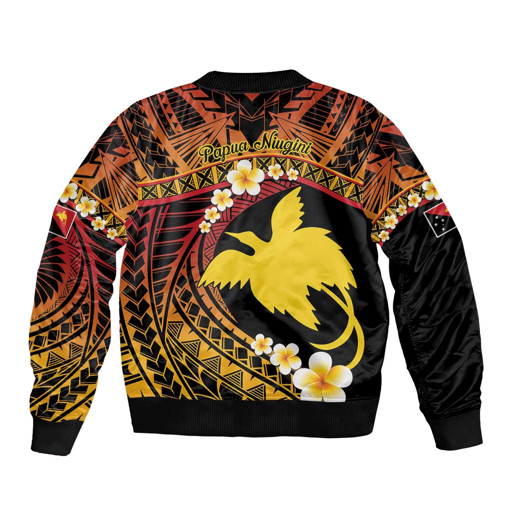 Melanesian Papua New Guinea Sleeve Zip Bomber Jacket Plumeria Bird of Paradise Tribal LT9 - Polynesian Pride