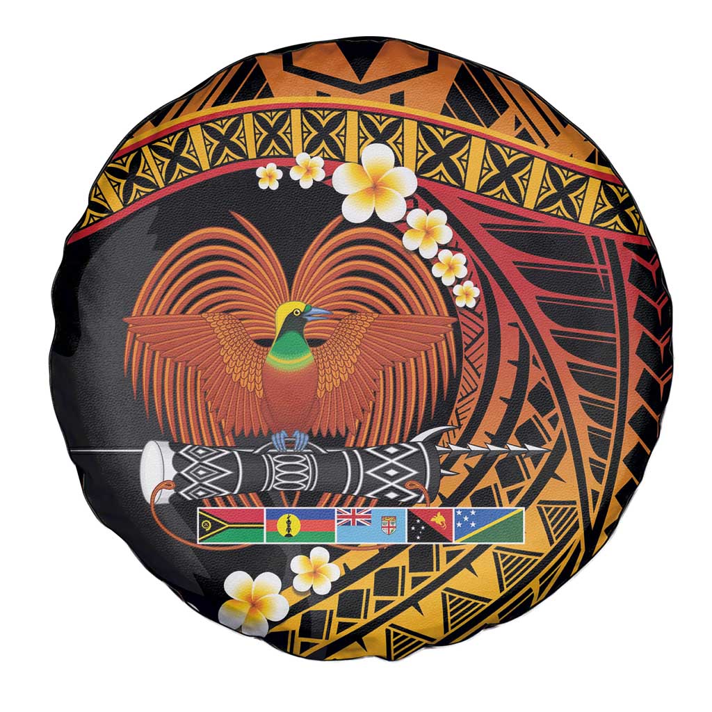 Melanesian Papua New Guinea Spare Tire Cover Plumeria Bird of Paradise Tribal LT9 - Polynesian Pride