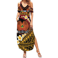 Melanesian Papua New Guinea Summer Maxi Dress Plumeria Bird of Paradise Tribal LT9 Women Red - Polynesian Pride
