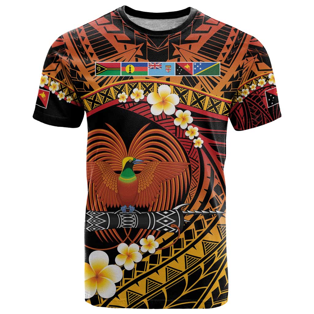 Melanesian Papua New Guinea T Shirt Plumeria Bird of Paradise Tribal LT9 Red - Polynesian Pride