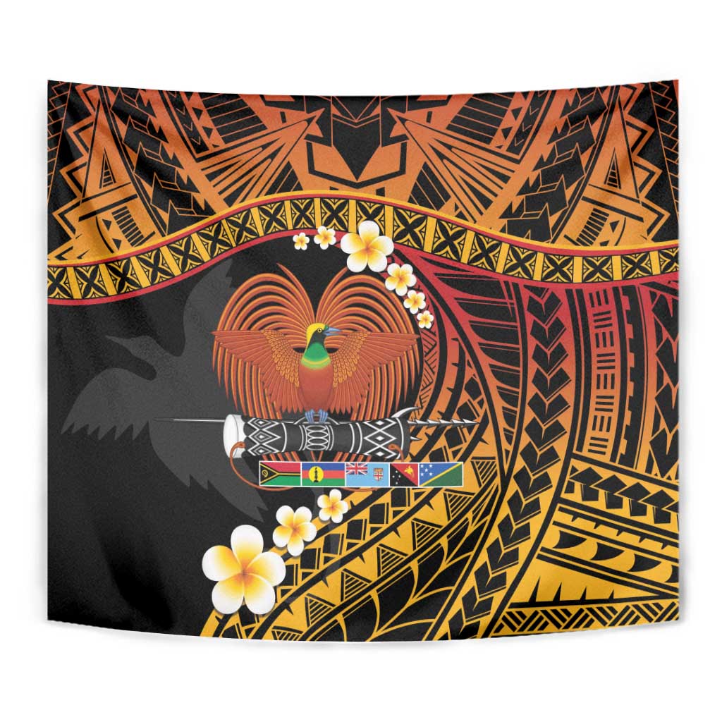 Melanesian Papua New Guinea Tapestry Plumeria Bird of Paradise Tribal LT9 - Polynesian Pride