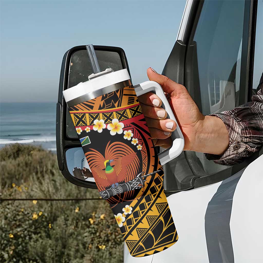 Melanesian Papua New Guinea Tumbler With Handle Plumeria Bird of Paradise Tribal LT9 - Polynesian Pride