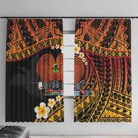 Melanesian Papua New Guinea Window Curtain Plumeria Bird of Paradise Tribal LT9 With Hooks Red - Polynesian Pride
