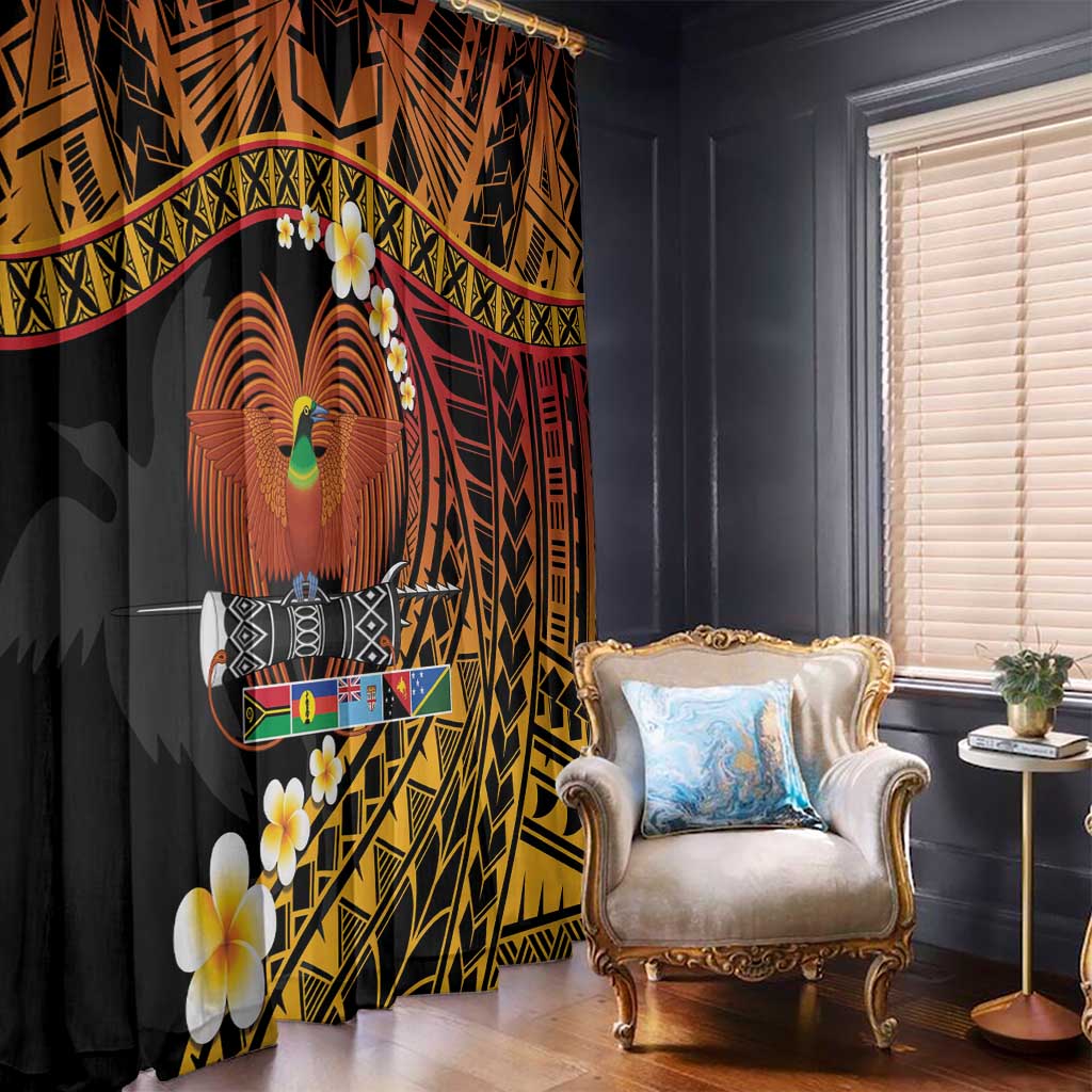 Melanesian Papua New Guinea Window Curtain Plumeria Bird of Paradise Tribal LT9 - Polynesian Pride