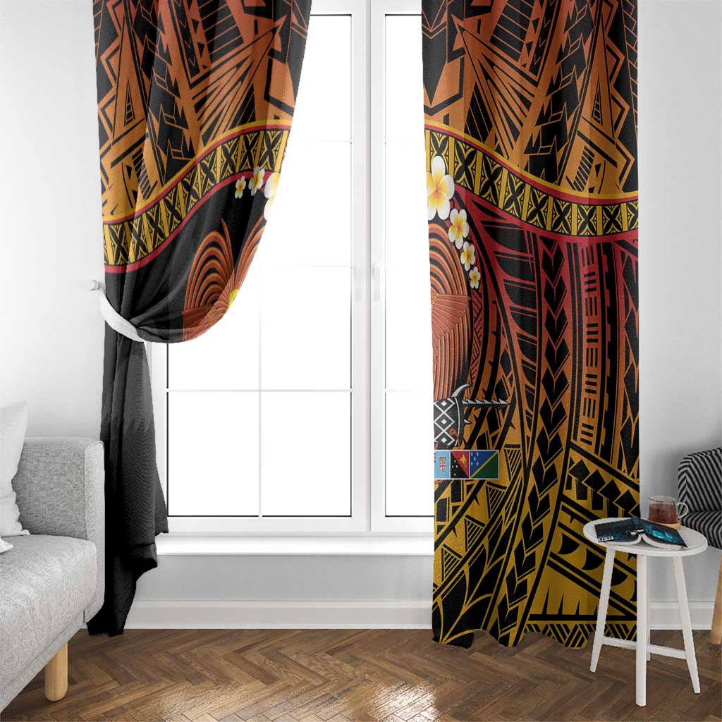 Melanesian Papua New Guinea Window Curtain Plumeria Bird of Paradise Tribal LT9 - Polynesian Pride