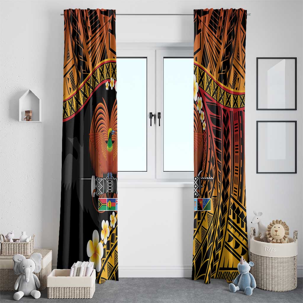 Melanesian Papua New Guinea Window Curtain Plumeria Bird of Paradise Tribal LT9 - Polynesian Pride