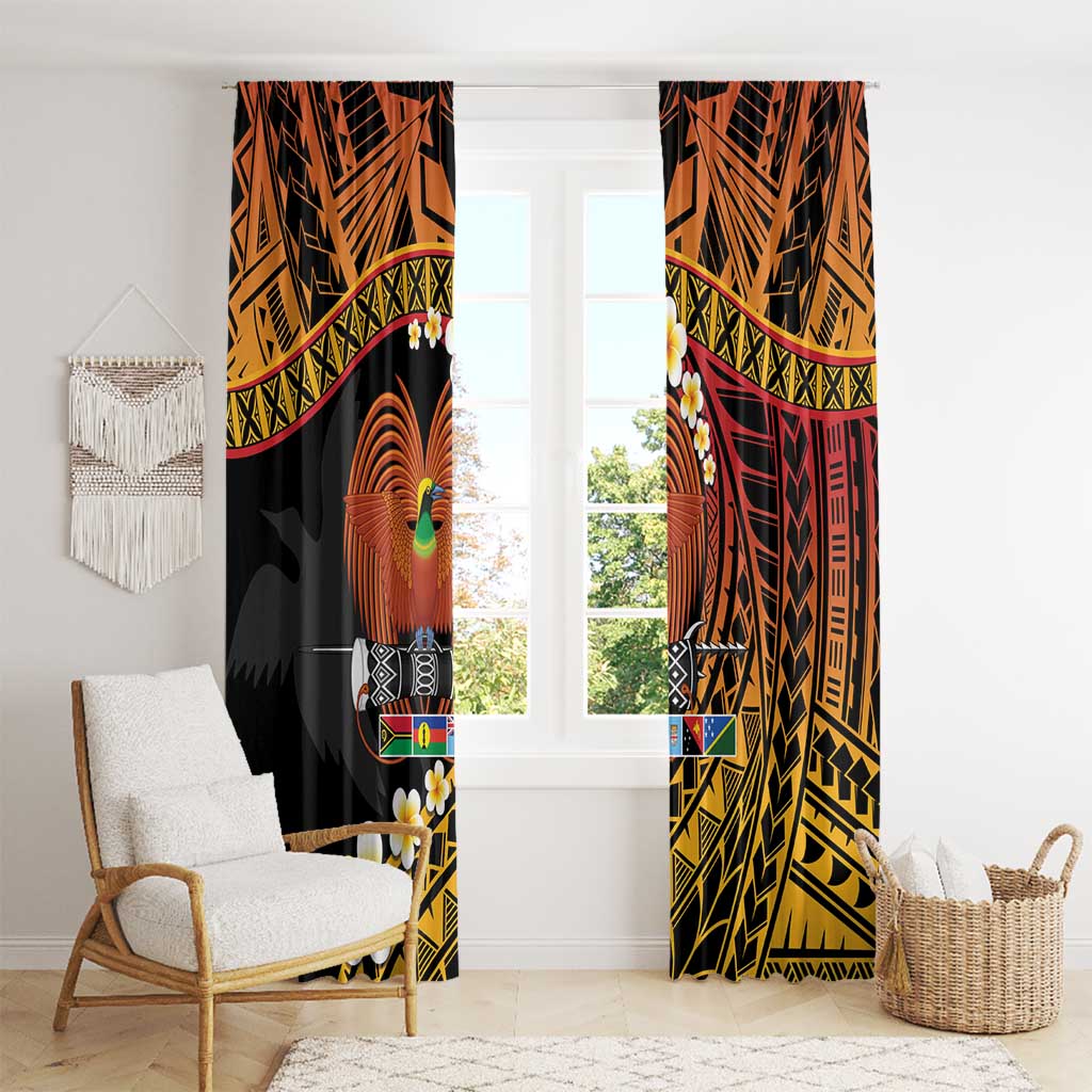 Melanesian Papua New Guinea Window Curtain Plumeria Bird of Paradise Tribal LT9 - Polynesian Pride