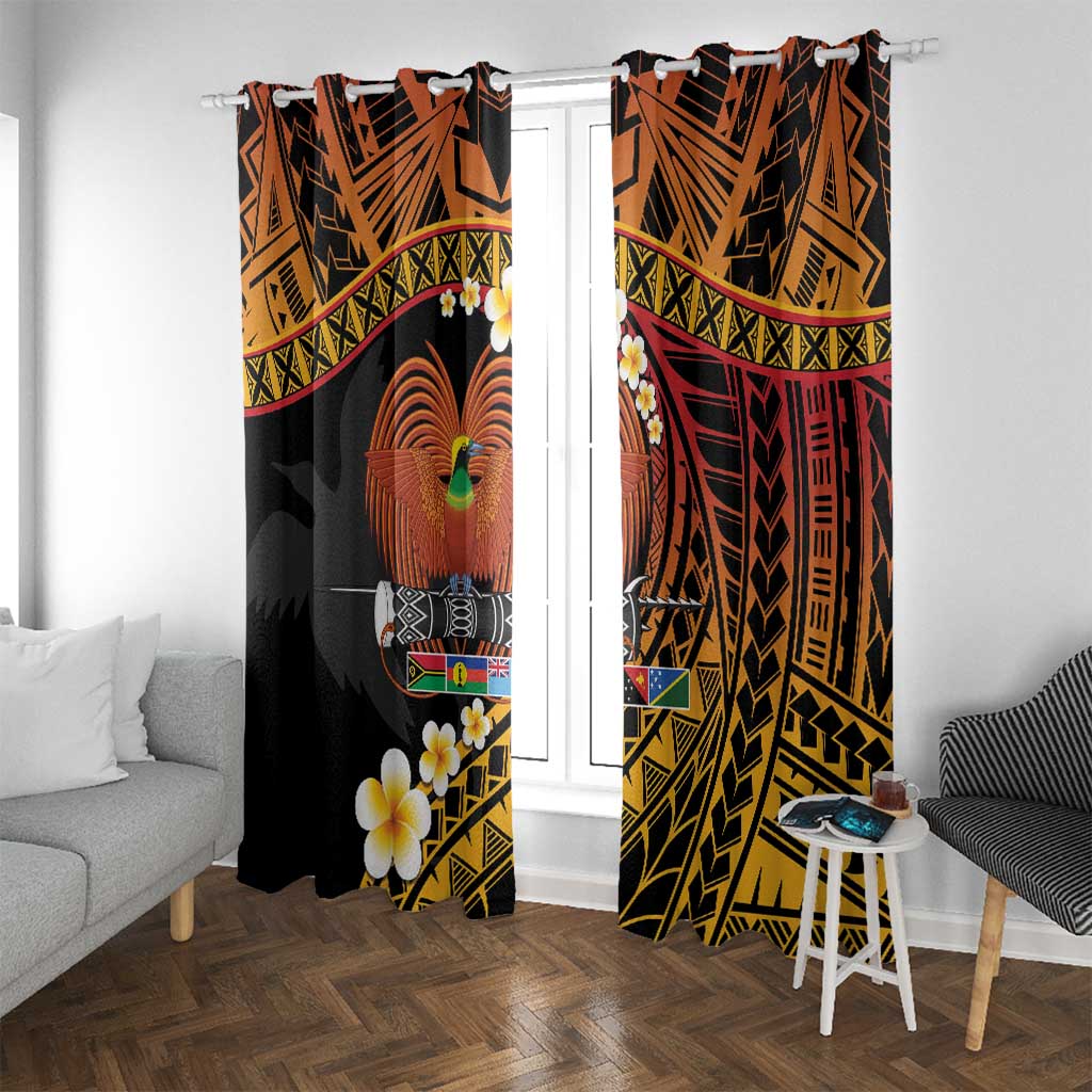 Melanesian Papua New Guinea Window Curtain Plumeria Bird of Paradise Tribal LT9 With Grommets Red - Polynesian Pride