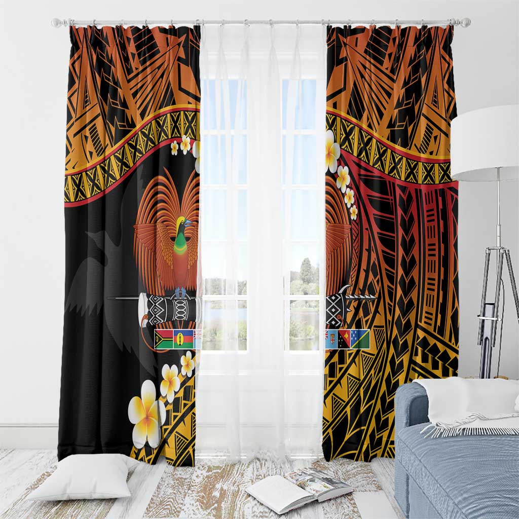 Melanesian Papua New Guinea Window Curtain Plumeria Bird of Paradise Tribal LT9 - Polynesian Pride