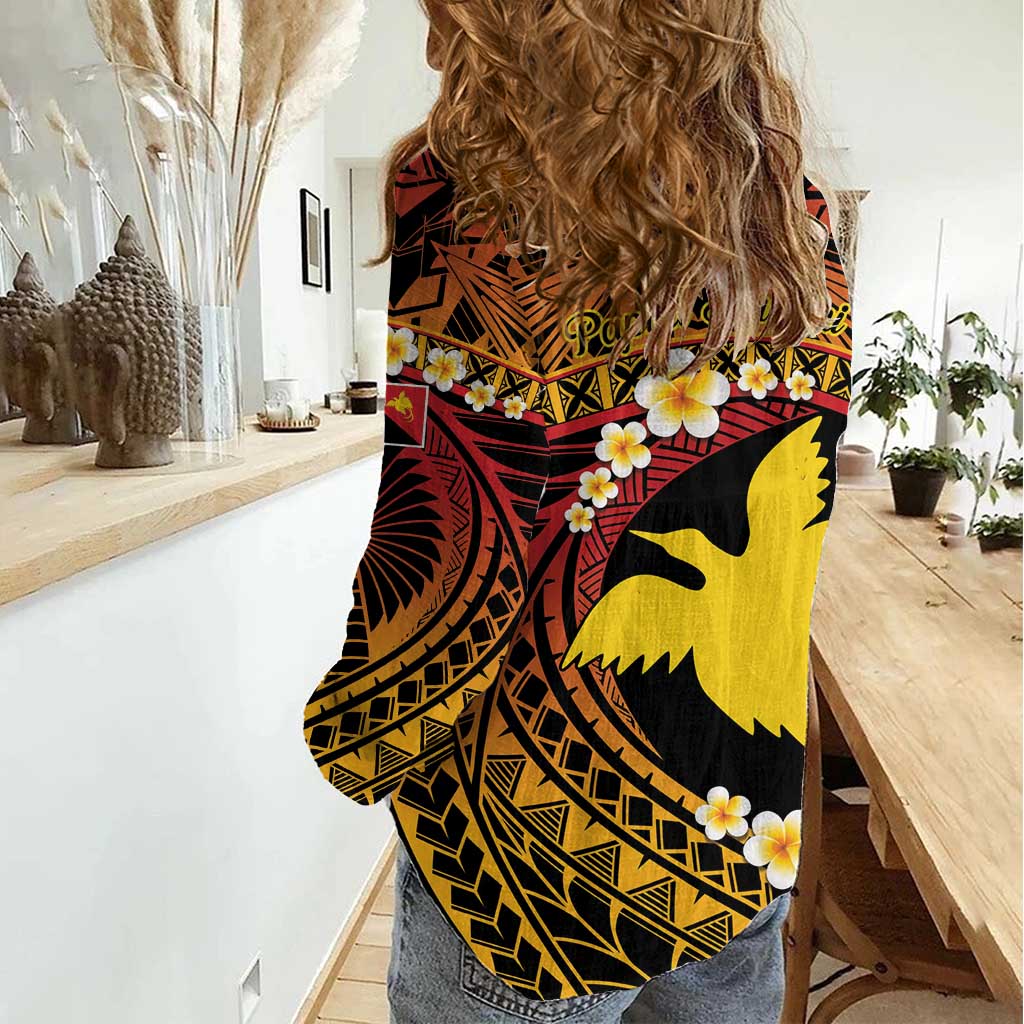 Melanesian Papua New Guinea Women Casual Shirt Plumeria Bird of Paradise Tribal LT9 - Polynesian Pride