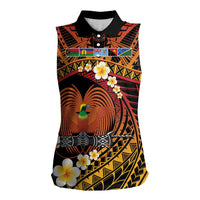 Melanesian Papua New Guinea Women Sleeveless Polo Shirt Plumeria Bird of Paradise Tribal LT9 Female Red - Polynesian Pride