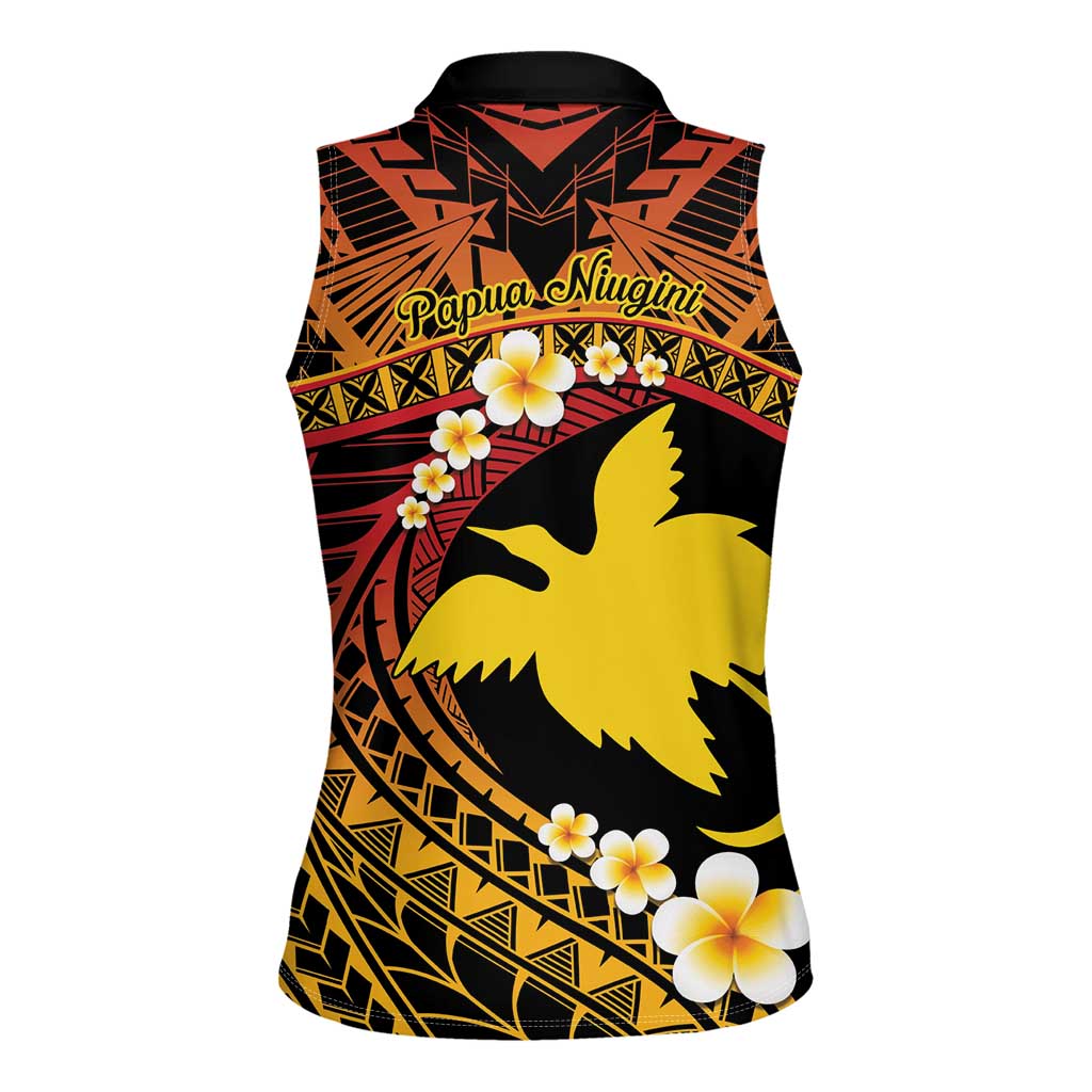 Melanesian Papua New Guinea Women Sleeveless Polo Shirt Plumeria Bird of Paradise Tribal LT9 - Polynesian Pride