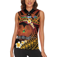 Melanesian Papua New Guinea Women Sleeveless Polo Shirt Plumeria Bird of Paradise Tribal LT9 - Polynesian Pride