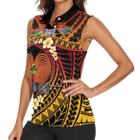Melanesian Papua New Guinea Women Sleeveless Polo Shirt Plumeria Bird of Paradise Tribal LT9 - Polynesian Pride