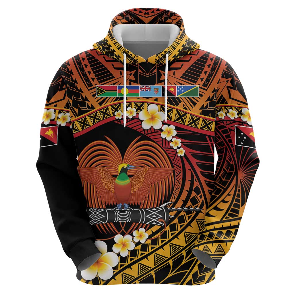 Melanesian Papua New Guinea Zip Hoodie Plumeria Bird of Paradise Tribal LT9 - Polynesian Pride