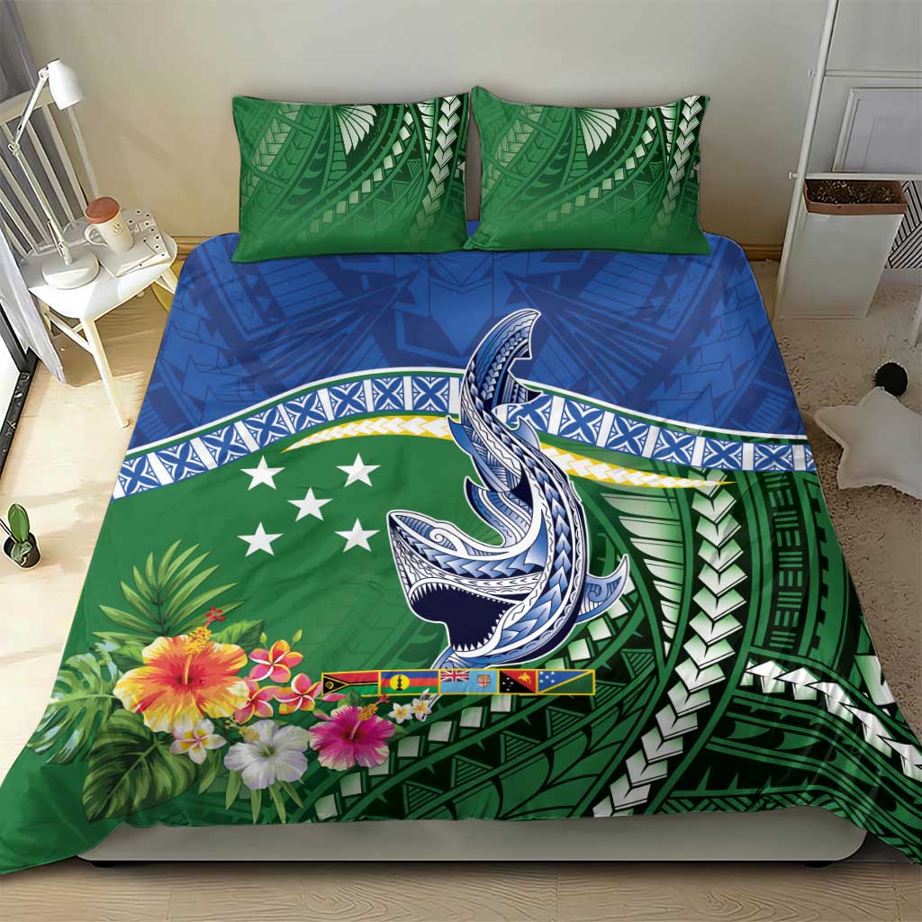 Melanesian Solomon Islands Bedding Set Tropical Shark Tattoo LT9 - Polynesian Pride