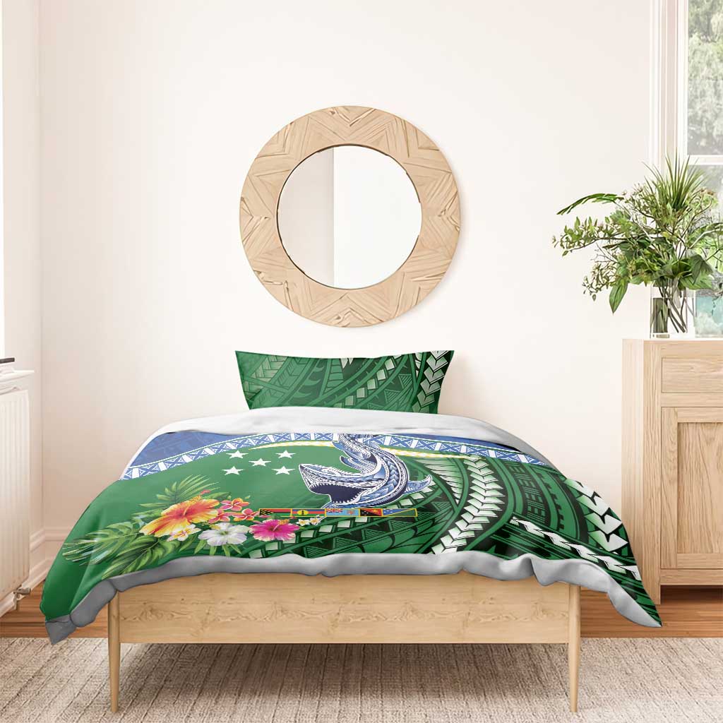 Melanesian Solomon Islands Bedding Set Tropical Shark Tattoo LT9 - Polynesian Pride
