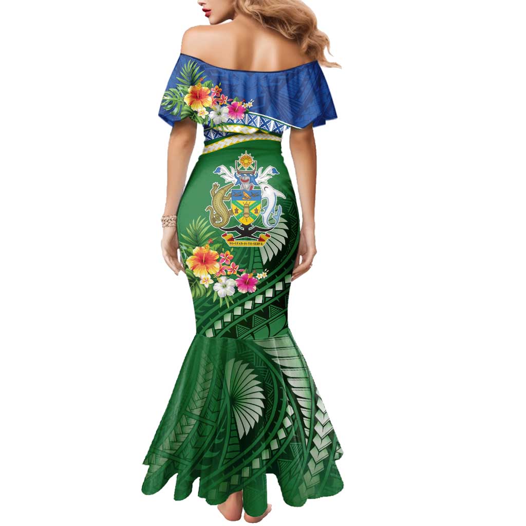 Melanesian Solomon Islands Family Matching Mermaid Dress and Hawaiian Shirt Tropical Shark Tattoo LT9 - Polynesian Pride