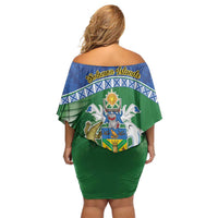 Melanesian Solomon Islands Family Matching Off Shoulder Short Dress and Hawaiian Shirt Tropical Shark Tattoo LT9 - Polynesian Pride