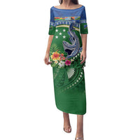 Melanesian Solomon Islands Family Matching Puletasi and Hawaiian Shirt Tropical Shark Tattoo LT9 Mom's Dress Blue - Polynesian Pride