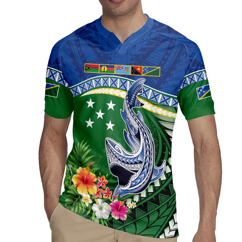 Melanesian Solomon Islands Rugby Jersey Tropical Shark Tattoo LT9 - Polynesian Pride