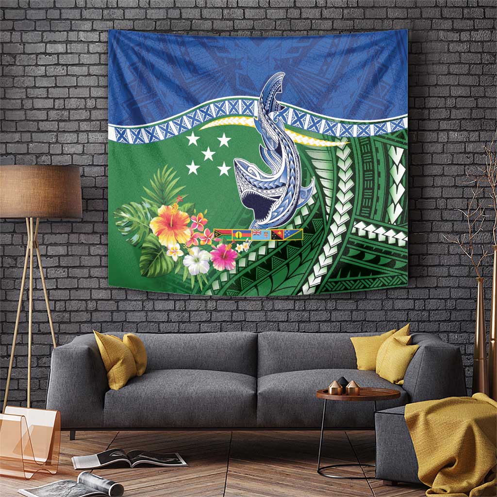 Melanesian Solomon Islands Tapestry Tropical Shark Tattoo LT9 Blue - Polynesian Pride