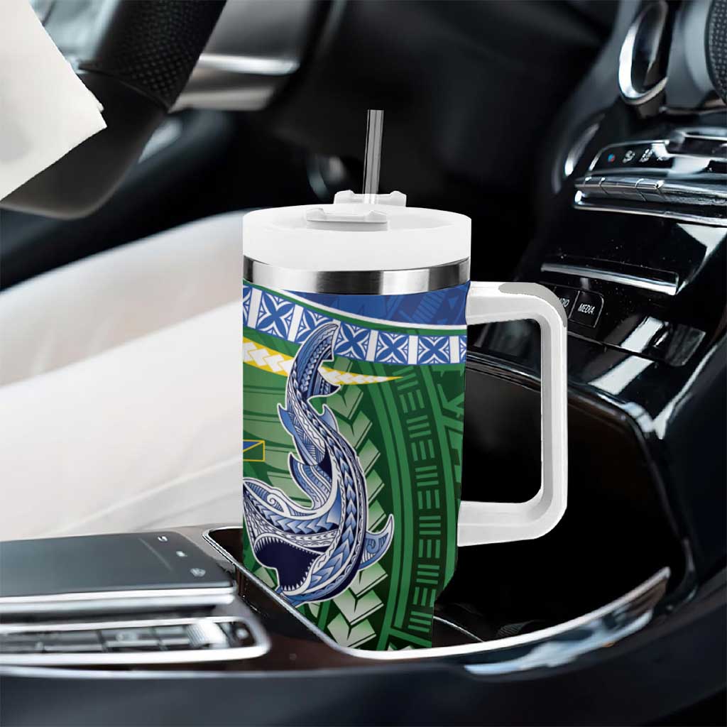 Melanesian Solomon Islands Tumbler With Handle Tropical Shark Tattoo
