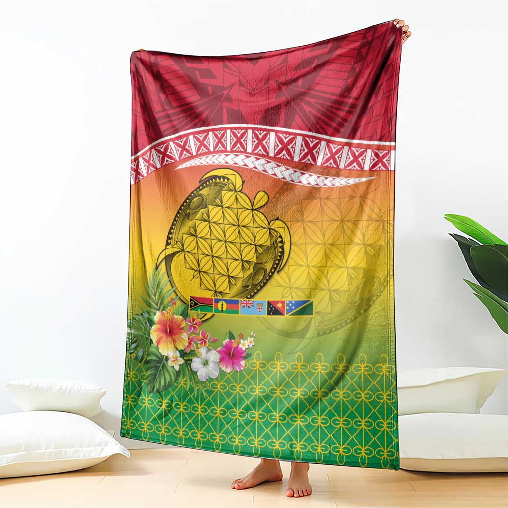 Melanesian Ni-Vanuatu Blanket Sea Turtle with Sand Drawing Pattern