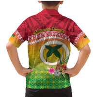 Melanesian Ni-Vanuatu Family Matching Mermaid Dress and Hawaiian Shirt Sea Turtle with Sand Drawing Pattern LT9 - Polynesian Pride