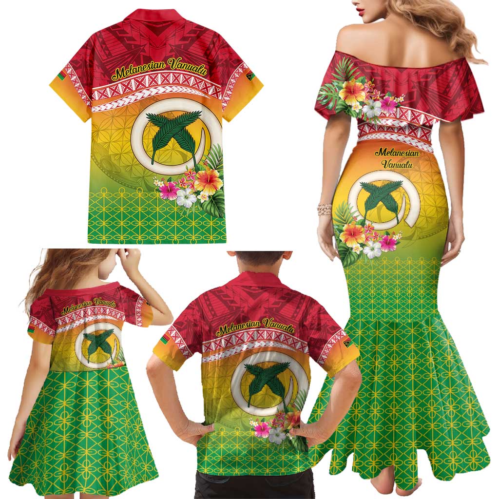 Melanesian Ni-Vanuatu Family Matching Mermaid Dress and Hawaiian Shirt Sea Turtle with Sand Drawing Pattern LT9 - Polynesian Pride