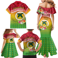 Melanesian Ni-Vanuatu Family Matching Mermaid Dress and Hawaiian Shirt Sea Turtle with Sand Drawing Pattern LT9 - Polynesian Pride