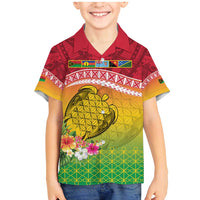 Melanesian Ni-Vanuatu Family Matching Mermaid Dress and Hawaiian Shirt Sea Turtle with Sand Drawing Pattern LT9 Son's Shirt Reggae - Polynesian Pride