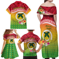 Melanesian Ni-Vanuatu Family Matching Off Shoulder Maxi Dress and Hawaiian Shirt Sea Turtle with Sand Drawing Pattern LT9 - Polynesian Pride