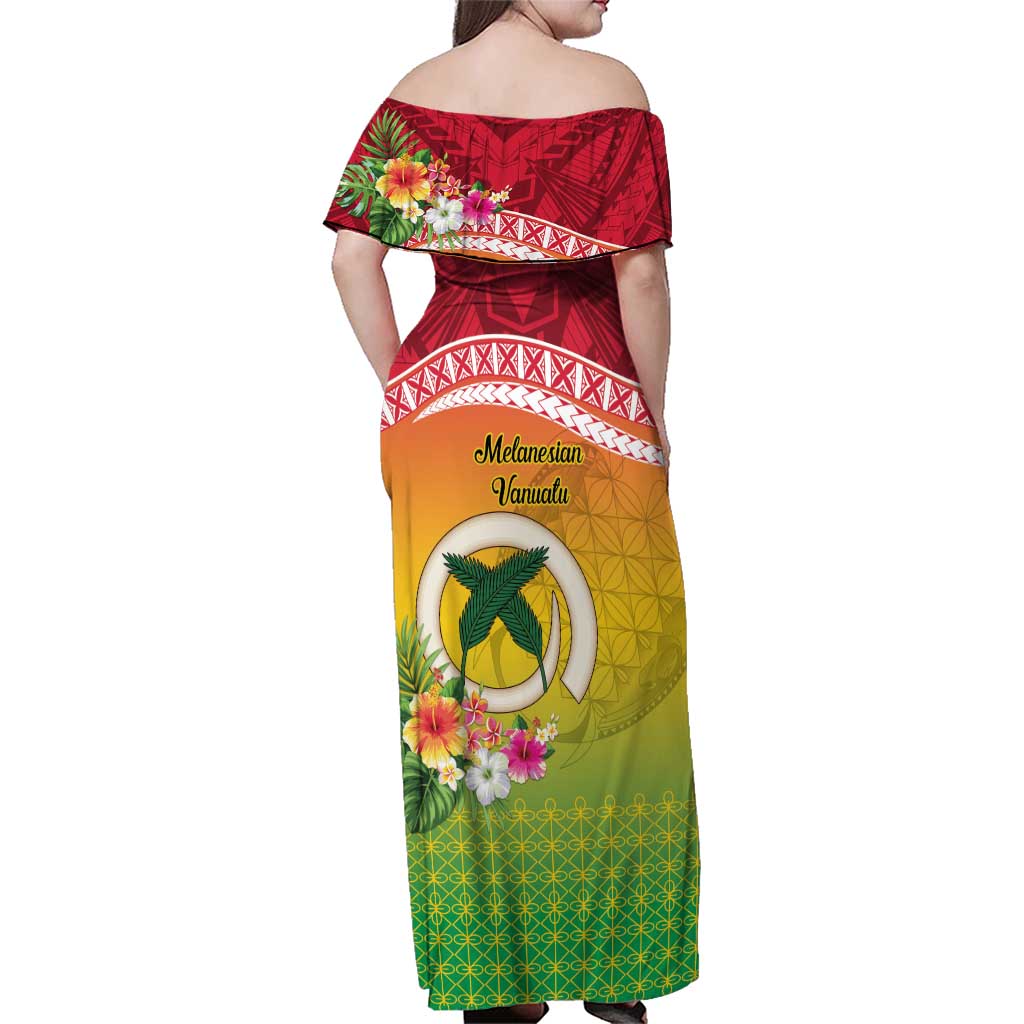 Melanesian Ni-Vanuatu Family Matching Off Shoulder Maxi Dress and Hawaiian Shirt Sea Turtle with Sand Drawing Pattern LT9 - Polynesian Pride