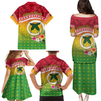 Melanesian Ni-Vanuatu Family Matching Puletasi and Hawaiian Shirt Sea Turtle with Sand Drawing Pattern LT9 - Polynesian Pride