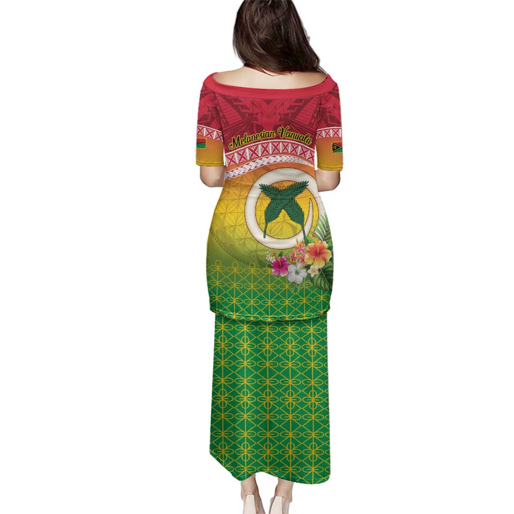 Melanesian Ni-Vanuatu Family Matching Puletasi and Hawaiian Shirt Sea Turtle with Sand Drawing Pattern LT9 - Polynesian Pride